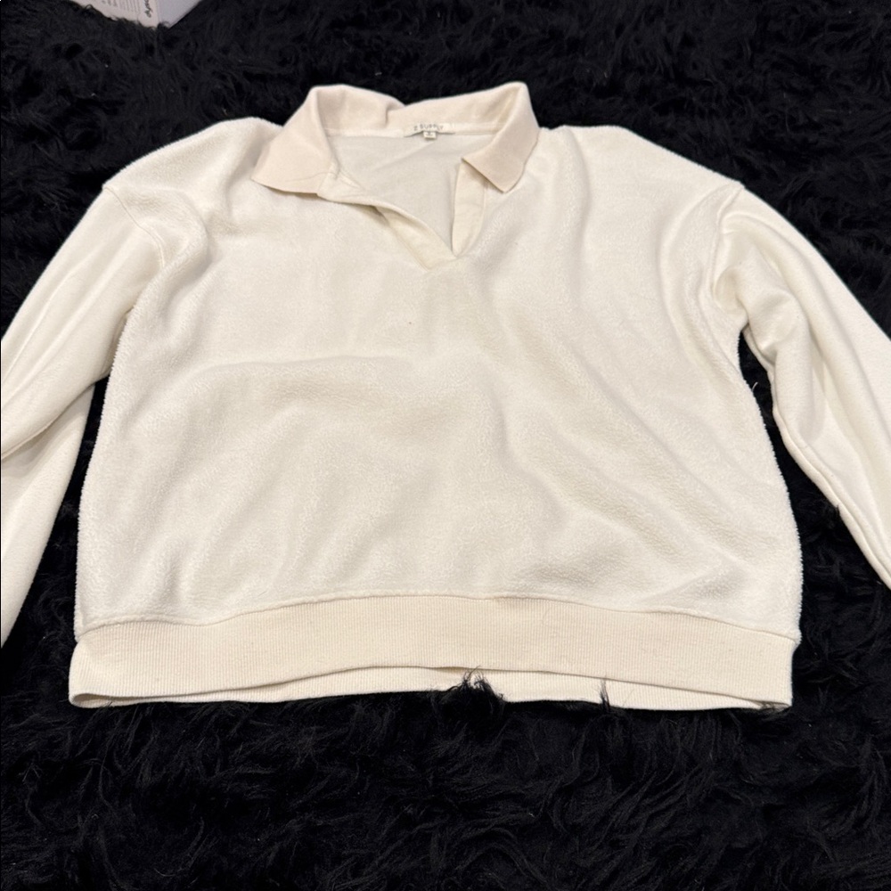 Cream Long Sleeve Polo Shirt
